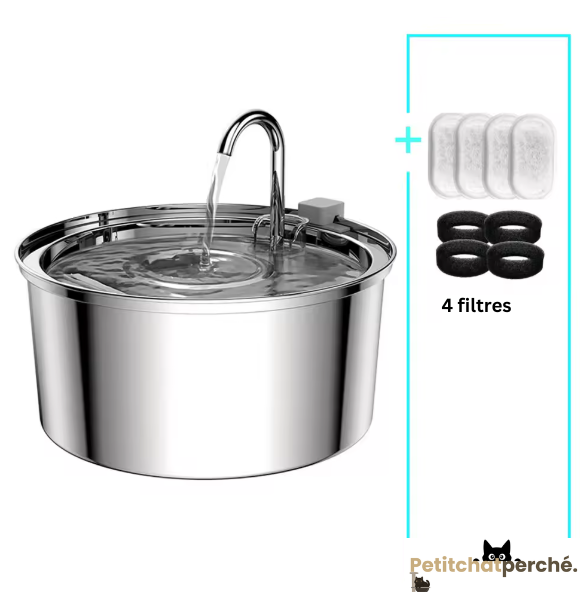 Fontaine à eau Chat : La Source Inox Pure