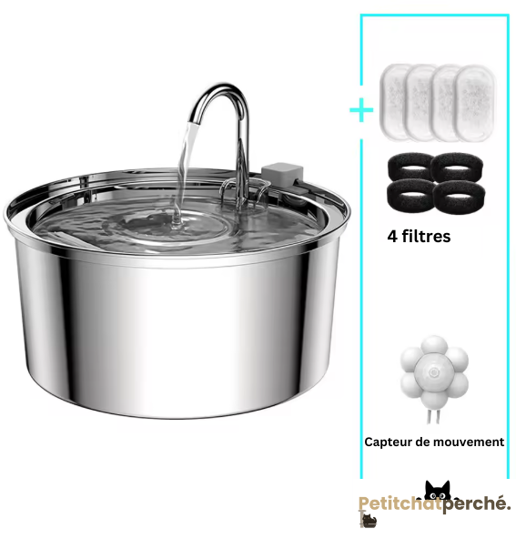 Fontaine à eau Chat : La Source Inox Pure