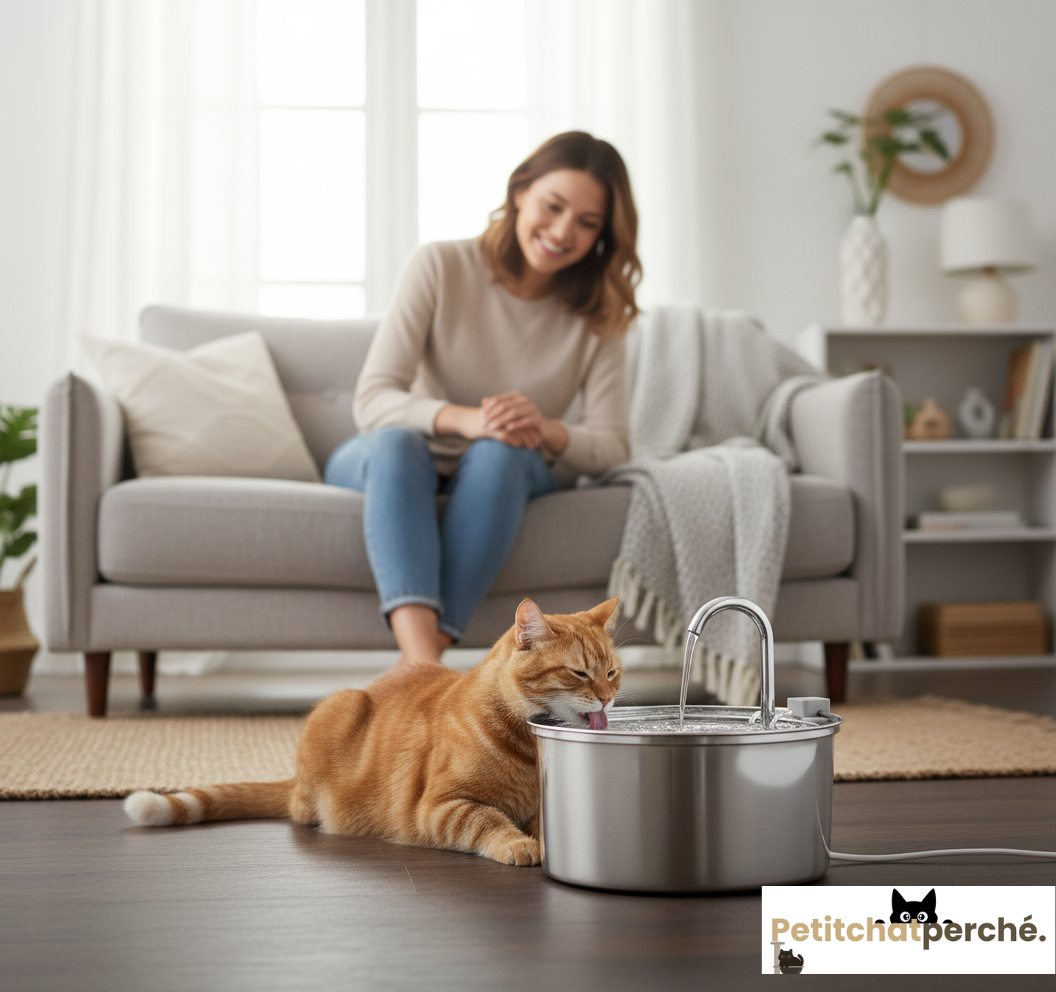 Fontaine à eau Chat : La Source Inox Pure