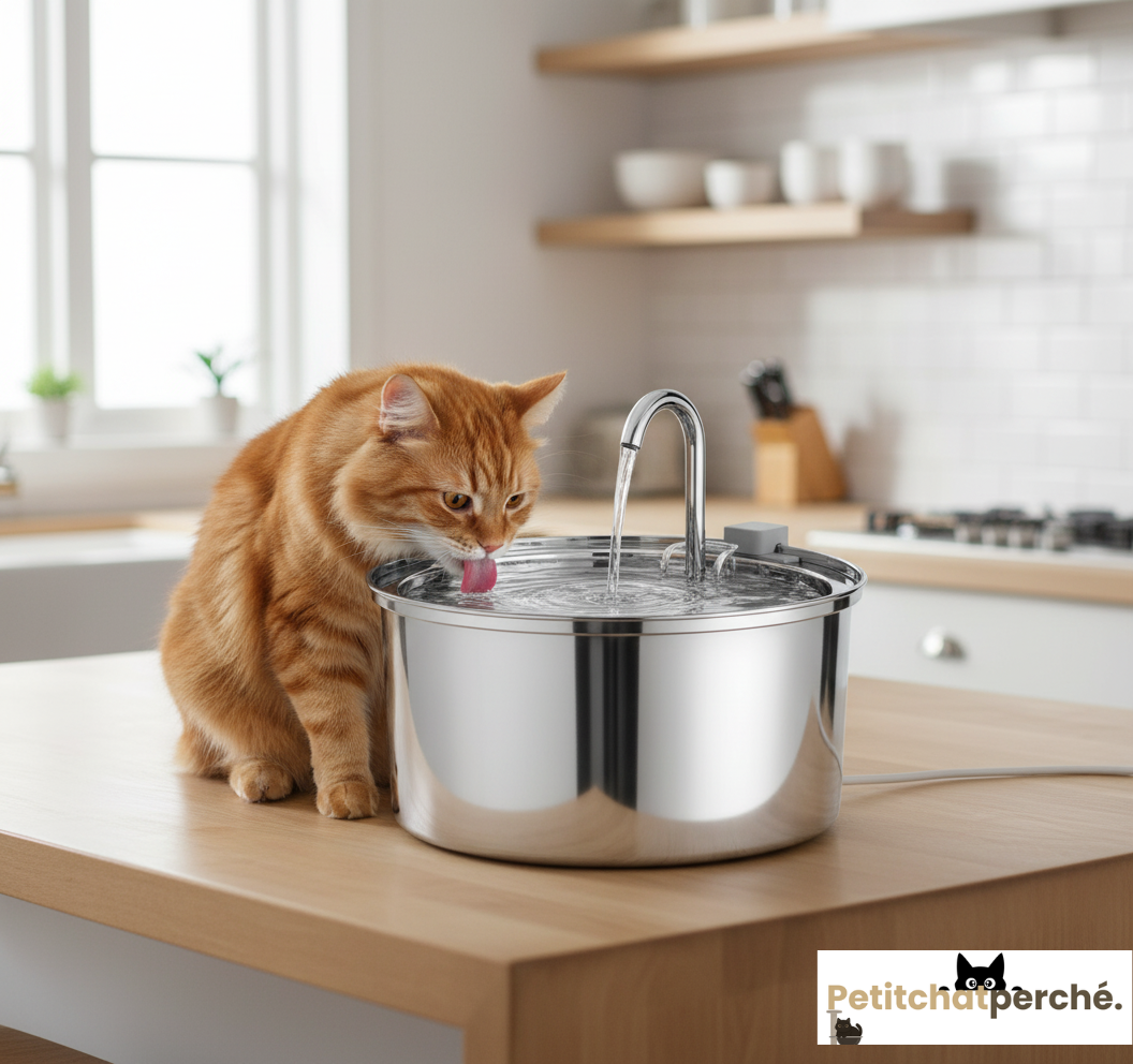 Fontaine à eau Chat : La Source Inox Pure