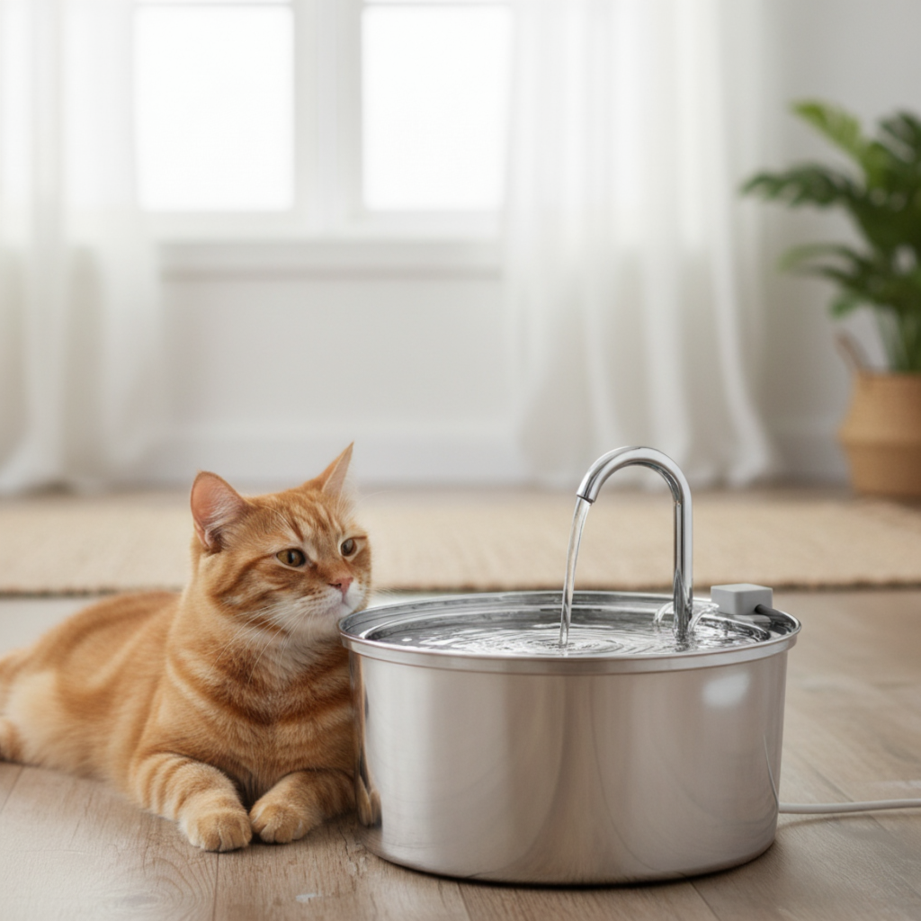 Fontaine à eau Chat : La Source Inox Pure