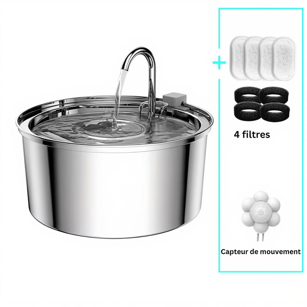 Fontaine à eau Chat : La Source Inox Pure