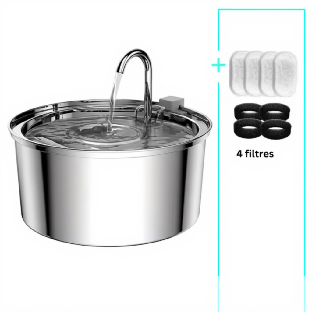 Fontaine à eau Chat : La Source Inox Pure